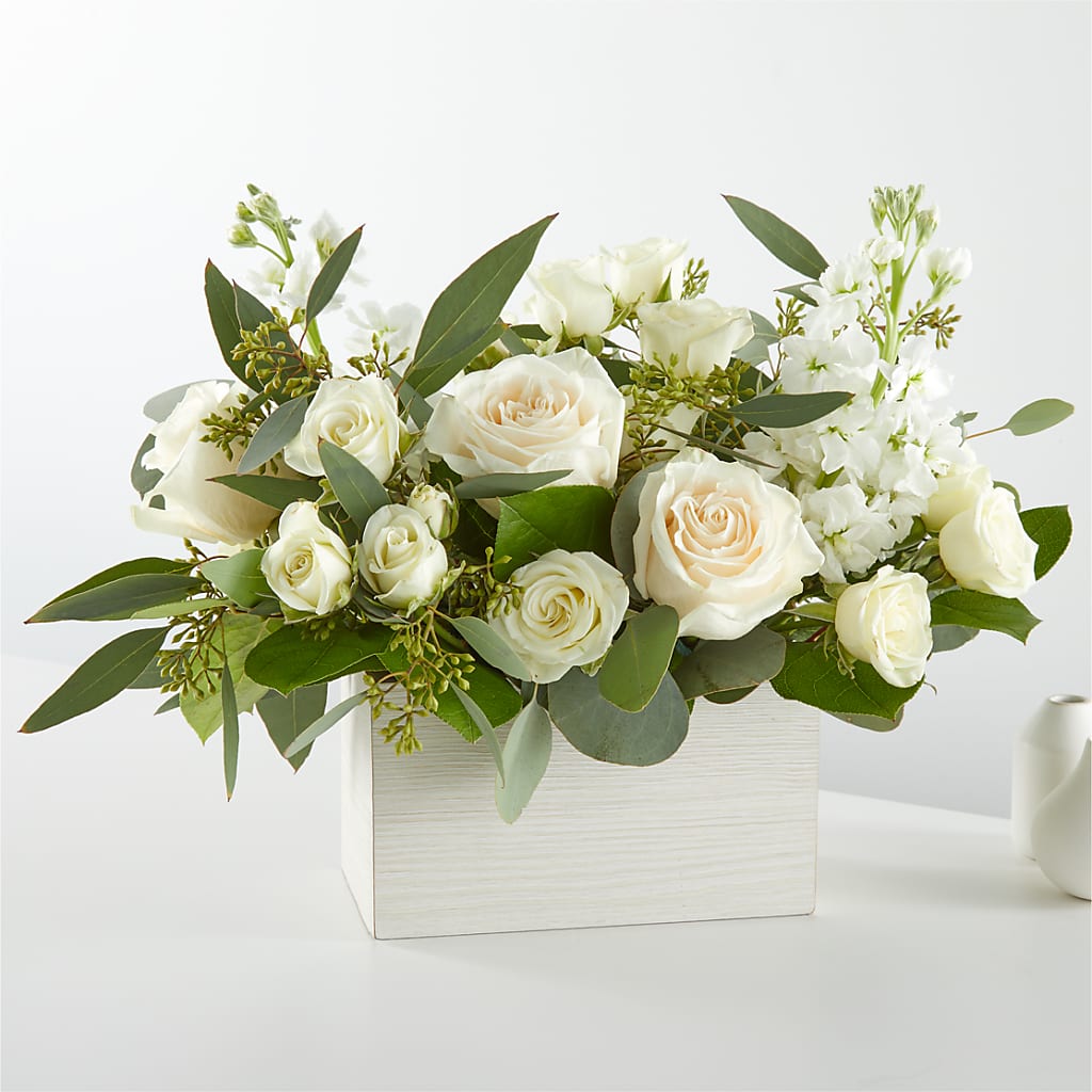 Fresh Linen Box Bouquet – Gerbes, Wichita KS