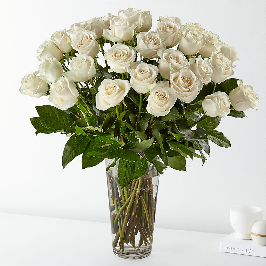 Long Stem White Rose Bouquet – Gerbes, Wichita KS