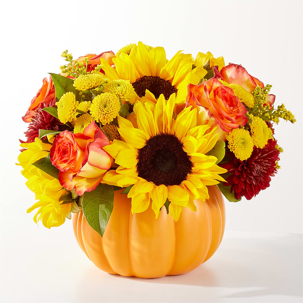 Golden Gourd Pumpkin Bouquet – Gerbes, Wichita KS