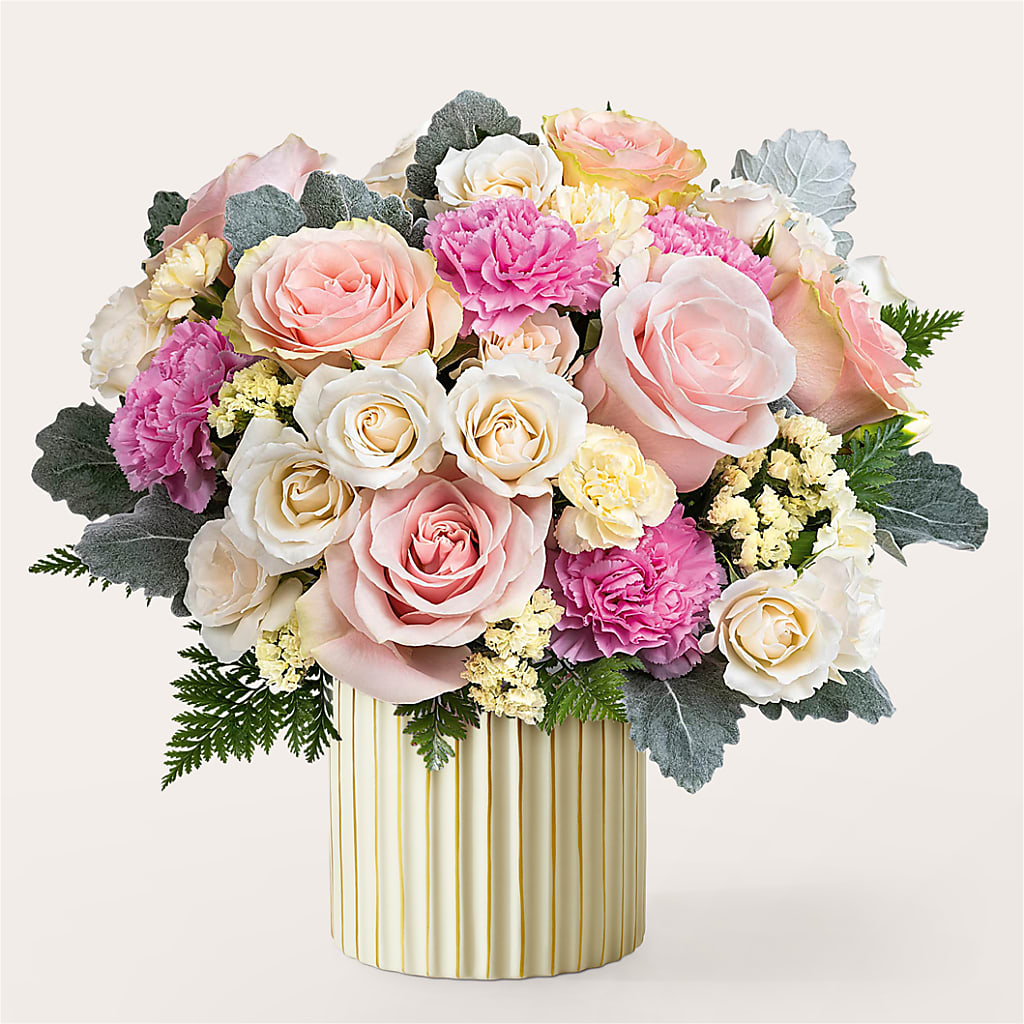 Blissful Moments Bouquet with Ivory Vase – Gerbes, Wichita KS