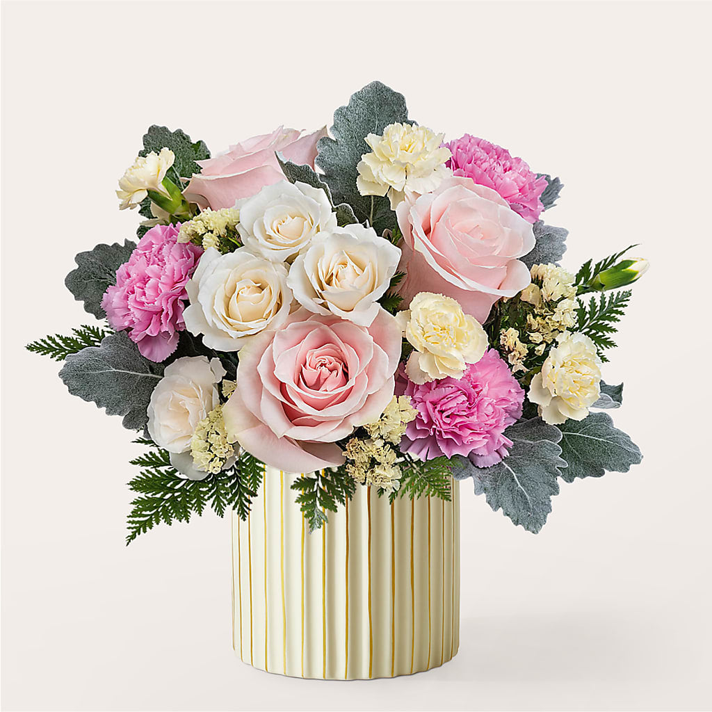 Blissful Moments Bouquet with Ivory Vase – Gerbes, Wichita KS