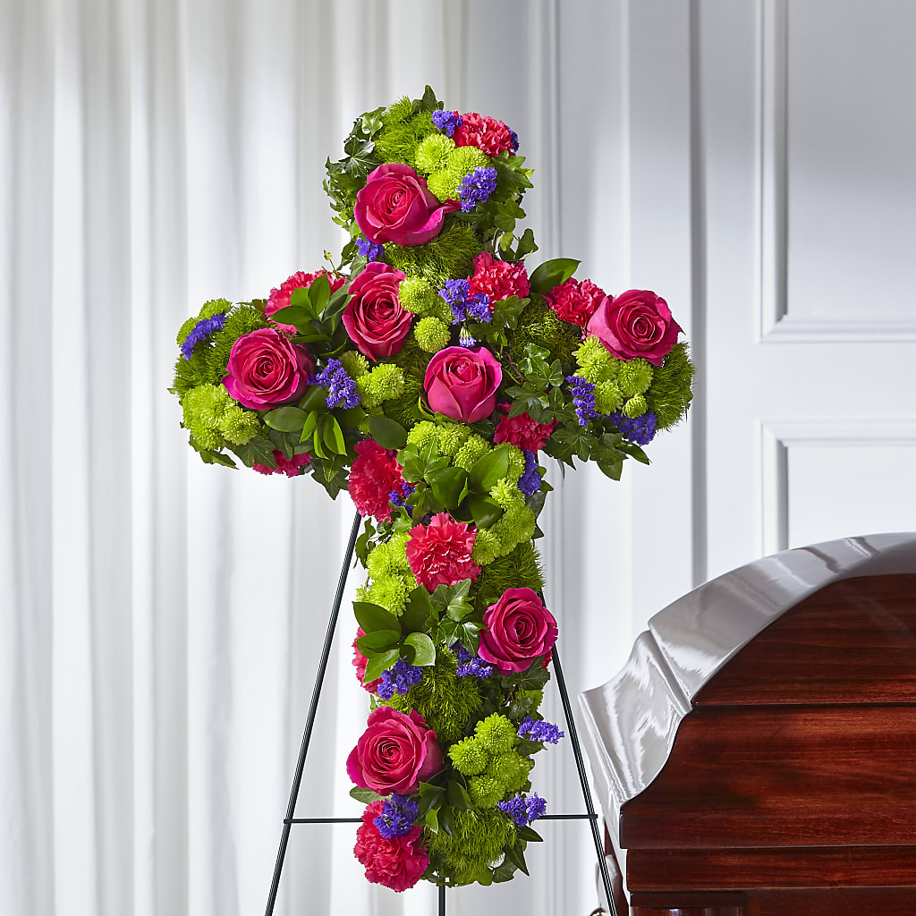 Tribute Rose Floral Cross – Gerbes, Wichita KS