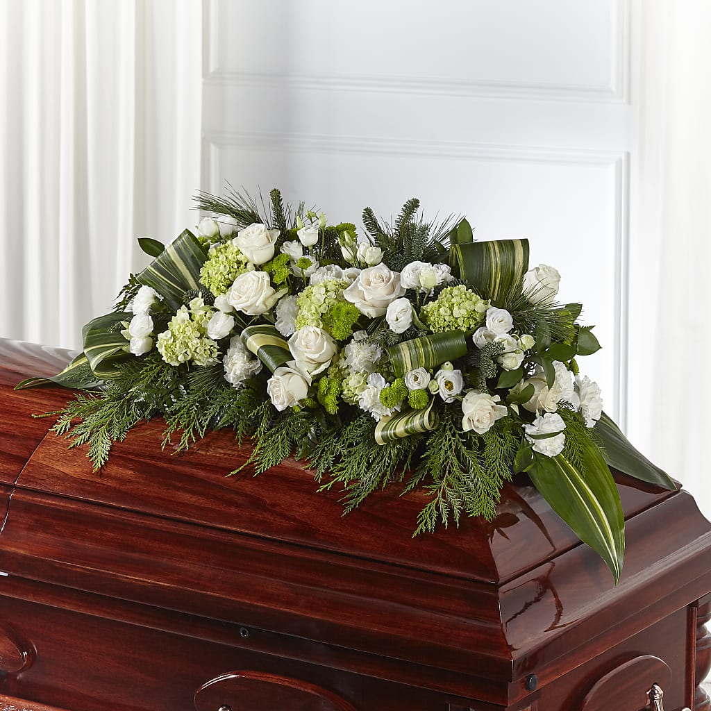Hopeful Gesture Casket Spray – Gerbes, Wichita KS