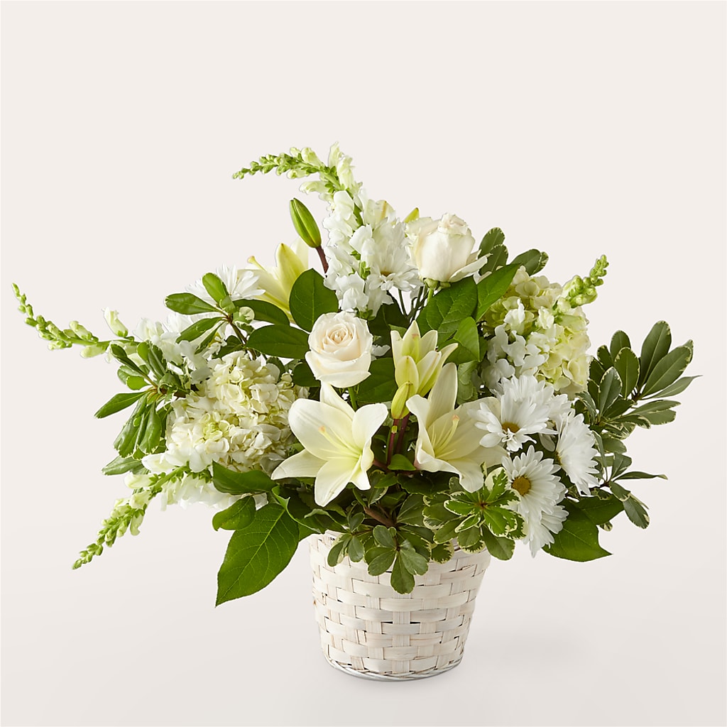 Ivory Elegance Floral Basket – Gerbes, Wichita KS