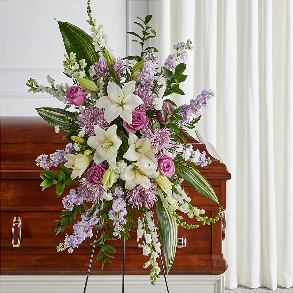 Grateful Hearts Standing Spray – Gerbes, Wichita KS