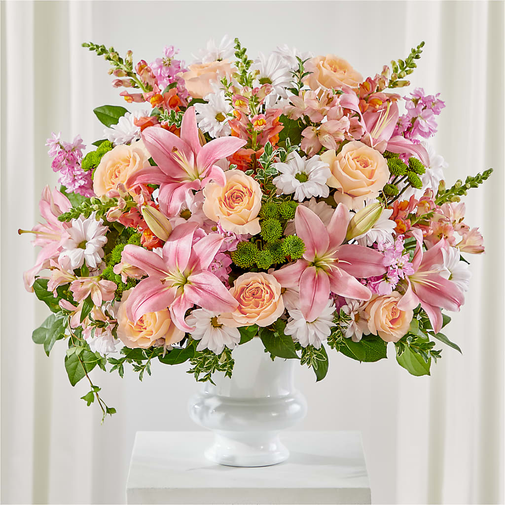 Heartfelt Gesture Urn Arrangement – Gerbes, Wichita KS