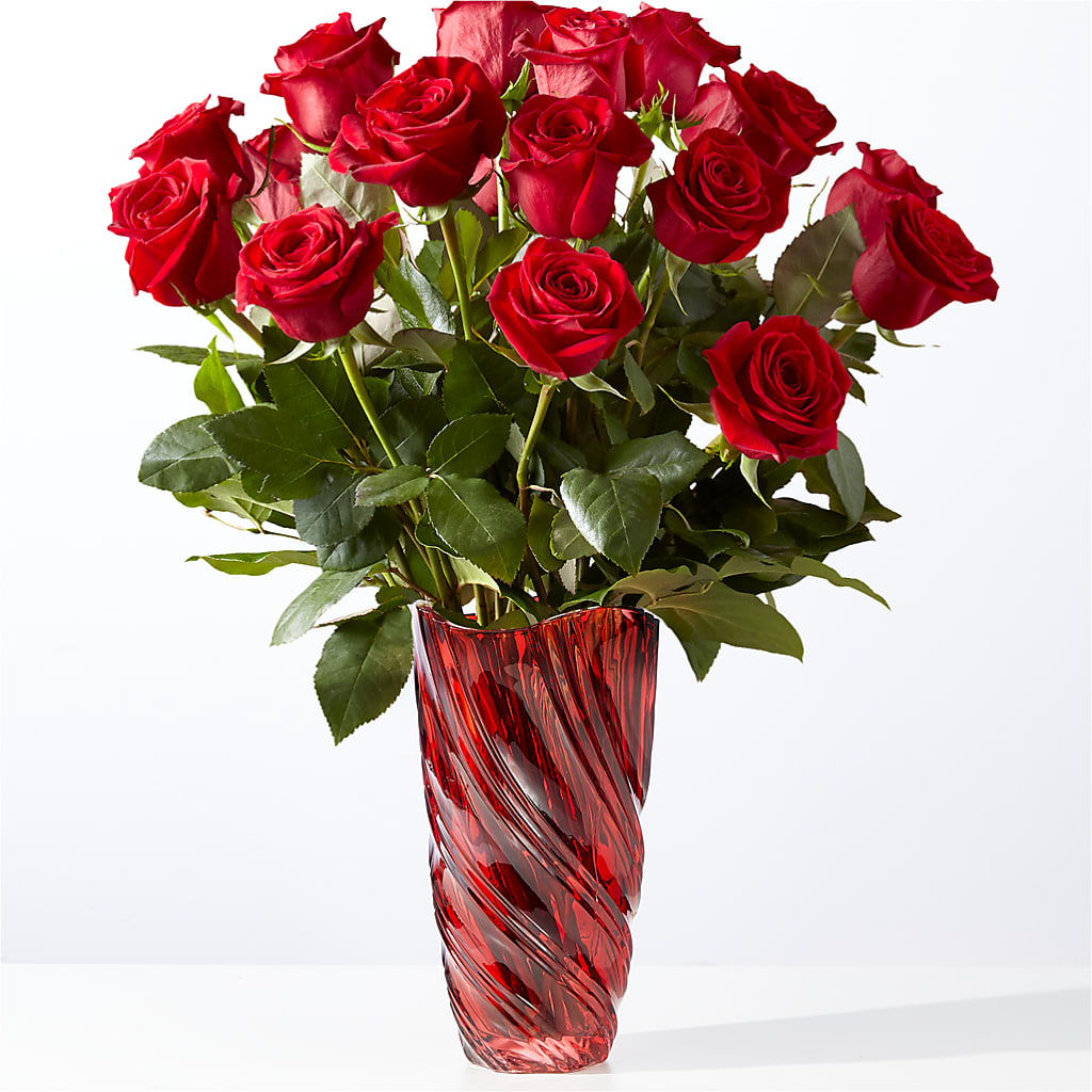 Classic Love Red Rose Bouquet with Luxe Swirl Vase – Gerbes, Wichita KS