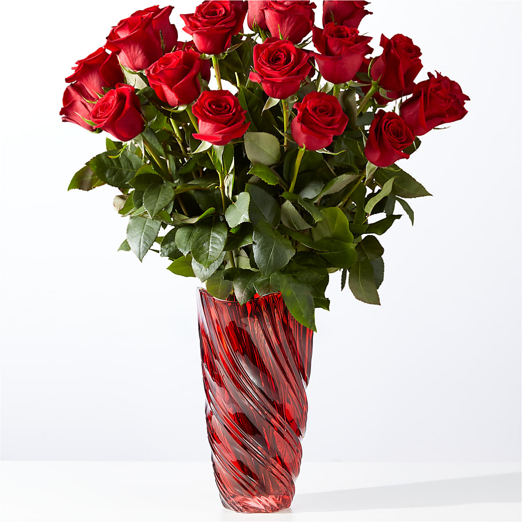 Classic Love Red Rose Bouquet with Luxe Swirl Vase – Gerbes, Wichita KS