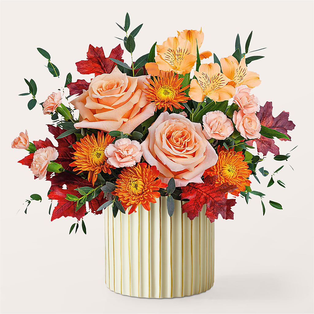 Spiced Latte Bouquet with Ivory Vase – Gerbes, Wichita KS