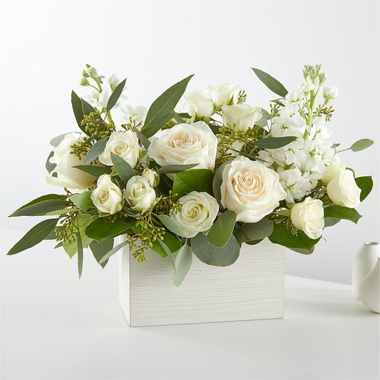 Fresh Linen Box Bouquet –  Gerbes, Wichita KS