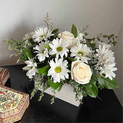 Fresh Linen Box Bouquet –  Gerbes, Wichita KS