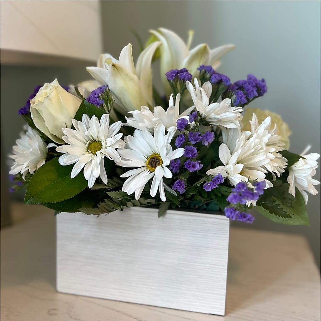 Beyond Blue Box Bouquet –  Gerbes, Wichita KS