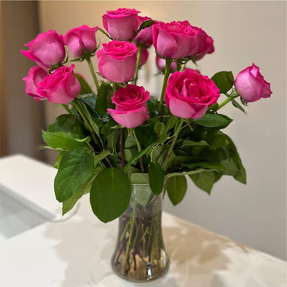 Long Stem Pink Rose Bouquet –  Gerbes, Wichita KS