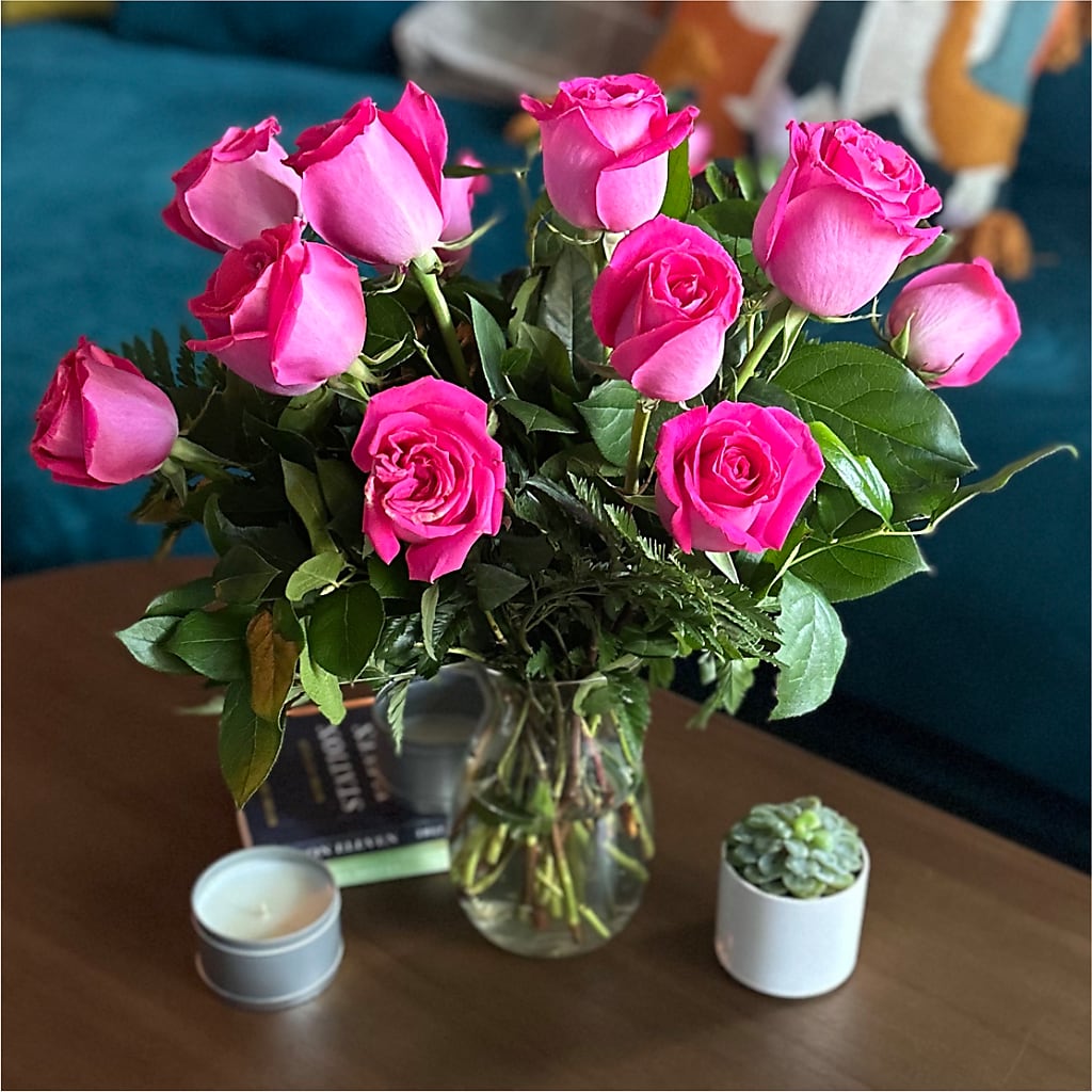 Long Stem Pink Rose Bouquet –  Gerbes, Wichita KS