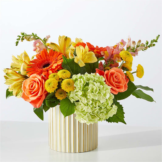 Autumn Sunshine Bouquet with Ivory Vase –  Gerbes, Wichita KS