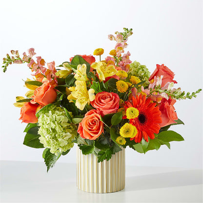 Autumn Sunshine Bouquet with Ivory Vase –  Gerbes, Wichita KS