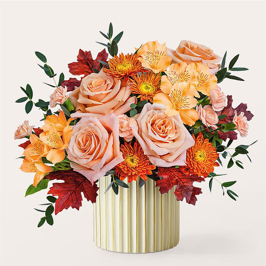 Spiced Latte Bouquet with Ivory Vase –  Gerbes, Wichita KS